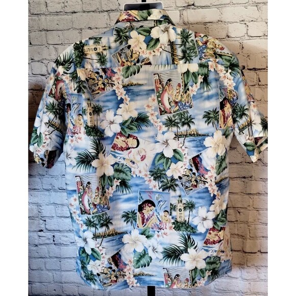 Howie Hawaiian Shirt Aloha Made In Hawaii Luau Cotton Blend Sz L Surf Hibiscus - Picture 5 of 7